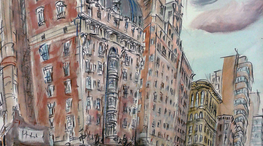 "72nd St. Station," china marker w/mixed media on paper, 24"X 18"  2011