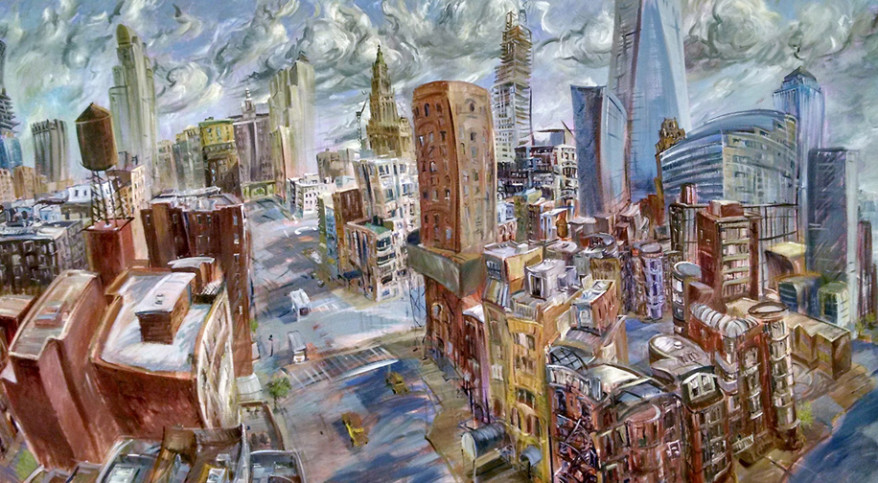 "Downtown," oil on canvas, 96"X 48" 2014
