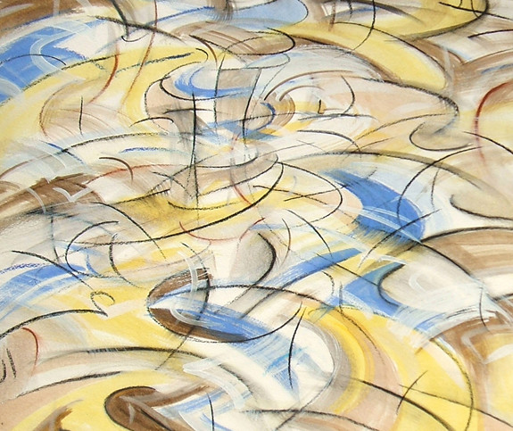 "Motionscape 4," china marker, acrylic, oil pastel on paper, 24"X18" 2006